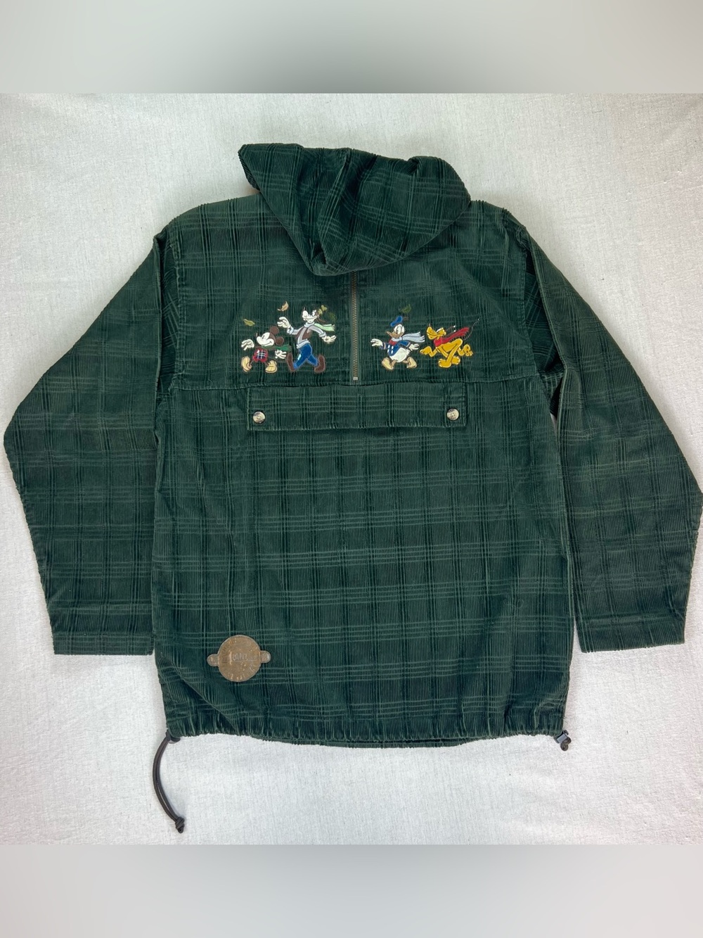 Men’s The Disney Store Green Hooded 1/4 Zip with Disney Characters - Size L